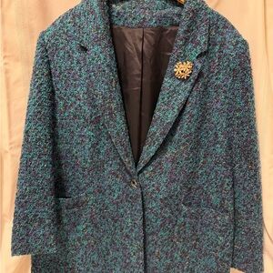 Vintage W.L. B.W. Women's Popcorn Confetti Knit Blend Jacket Sz 14 Grandma core